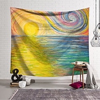 Ölgemälde Stil Wandteppich Kunst Dekor Decke Vorhang hängen zu Hause Schlafzimmer Wohnzimmer Dekoration Polyester Sonnenaufgang Sonnenuntergang Meer Ozean Lightinthebox