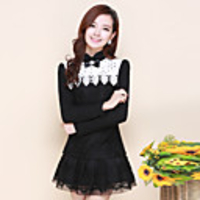 Mailljor Frauen eleganter Slim Fit Lace Shirt (schwarz)