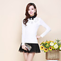 Mailljor Frauen eleganter Slim Fit Lace Shirt (weiß)