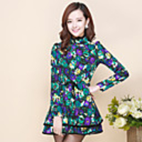 Mailljor Frauen modische Slim Fit Bettwäsche Gürtel Kleid (lila)