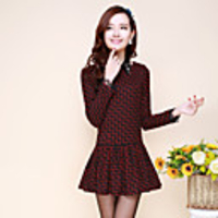 Mailljor Frauen modische Slim Fit prüfen Kleid (rot)