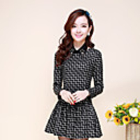 Mailljor Frauen modische Slim Fit prüfen Kleid (Schwarz)