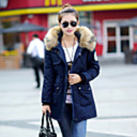 Mailljor Frauen Stilvolle Slim Fit dicken Mantel (dunkelblau)