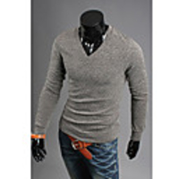 Mainiya Fashion V-Ausschnitt Langarm-Pullover (Kaffee)