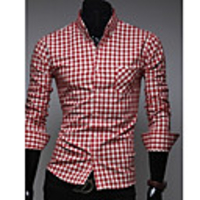 Mainiya Kausal Überprüfen Langarm-Shirt (rot)