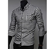 Mainiya Kausal Überprüfen Langarm-Shirt (schwarz)