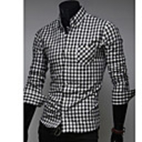 Mainiya Kausal Überprüfen Langarm-Shirt (schwarz)