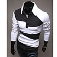 Mainiya Lässige British Style Long Sleeve Kontrast Farbe Zt8914 T-Shirt (Screen Color)