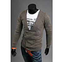 Mainiya Lässige Buckle mit V-Ausschnitt Langarm-Cardigan (Kaffee)