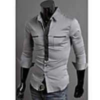 Mainiya Lässige zwei Taschen Langarm-Shirt (Grau)