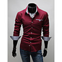 Mainiya Mode: Ausgestattet mit V-Ausschnitt Langarm-Shirt (Wein)