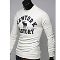 Mainiya Runde Langarm-T-Shirt (weiß)