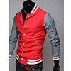Mainiya Ständer Langarm-Jacke Kontrast Farbe (Rot)