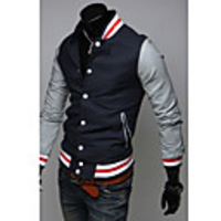 Mainiya Ständer Langarm-Kontrast-Farben-Jacke (Marine-Blau)