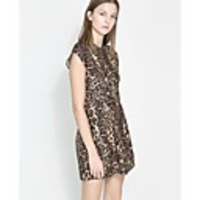 Maipinku Damen A-Line-Leopard-Druck Ärmelloses Kleid