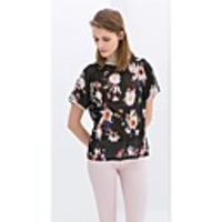 Maipinku Frauen Blumendruck Chiffon-Bluse