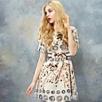 Maipinku Frauen Diamonade Blumendruck-Kleid