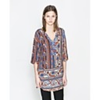 Maipinku Frauen mit V-Ausschnitt Blumendruck-Baumwollbluse