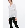 Maipinku Frauen mit V-Ausschnitt Weiß Chiffon Langarm-Shirt