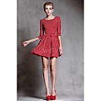 Maipinku Frauen Round Neck A-Line Kleid prüfen