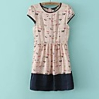 Maipinku Frauen Round Neck Chiffon Casual Dress