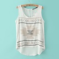 Maipinku Frauen Round Neck White Cotton ärmellose Bluse