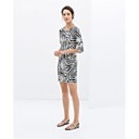 Maipinku Frauen Round Neck Zebra-Muster Baumwolle Halbarm Kleid