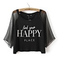 Maipinku Frauen Rundhals Baumwolle Loose Fit Flügel-Hülsen-T-Shirt