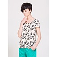 Maipinku Frauen Rundhals-Blumendruck Chiffon Casual T-Shirt