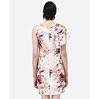 Maipinku Frauen Rundhals-Blumendruck Chiffon-Kleid