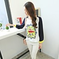 Maipinku Frauen Rundhals-Blumendruck Chiffon Langarm-Shirt