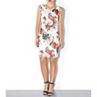 Maipinku Frauen Rundhals-Blumendruck Chiffon ärmelloses Kleid