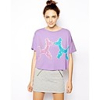 Maipinku Frauen Rundhals Gemusterte Baumwoll-T-Shirt