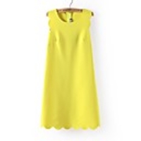 Maipinku Frauen Rundhals H-Line Solid Color Ärmelloses Kleid