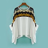 Maipinku Frauen Rundhals Loose Fit Chiffon und Baumwolle T-Shirt