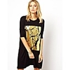 Maipinku Frauen Rundhals Loose Fit Cotton Casual Dress