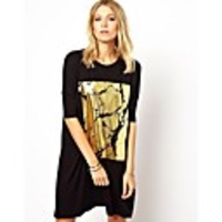 Maipinku Frauen Rundhals Loose Fit Cotton Casual Dress