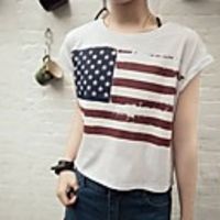 Maipinku Frauen Rundhals Streifen Baumwolle Casual T-Shirt