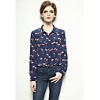 Maipinku Frauenrechts Neck Chiffon Langarm-Shirt