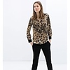 Maipinku Frauenrechts Neck Leopard-Druck Chiffon Langarm-Bluse