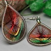 Maizi Frauen orange Pfau-Feder-Ohrringe