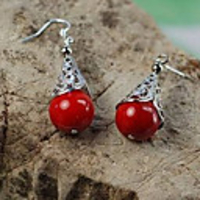 Maizi Frauen Red Horn Stein Ohrringe jik-273