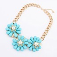 Maki Blumen übertreiben Frische blaue Halskette