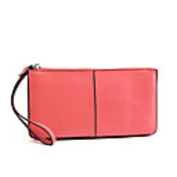 Makko Damen Leder Reißverschluss Lange Brieftasche (Wassermelone)