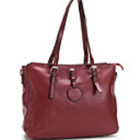 Makko einfache Art-Leder ein Schulter-Beutel / Tote (Wein)