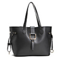 Makko Elegante Schnalle Leder Schultertasche / Tote (Schwarz)