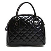 Makko Frauen Argyle-Muster-Leder Tote / Crossbody (Schwarz)