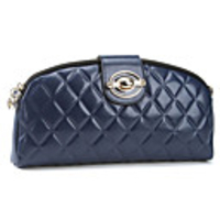 Makko Frauen Persönliche Buckle Argyle-Muster-Leder Clutch (Blau)