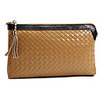 Makko Frauen Splicing Farbe Woven Leder-Handtasche (Almond)
