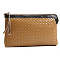 Makko Frauen Splicing Farbe Woven Leder-Handtasche (Almond)